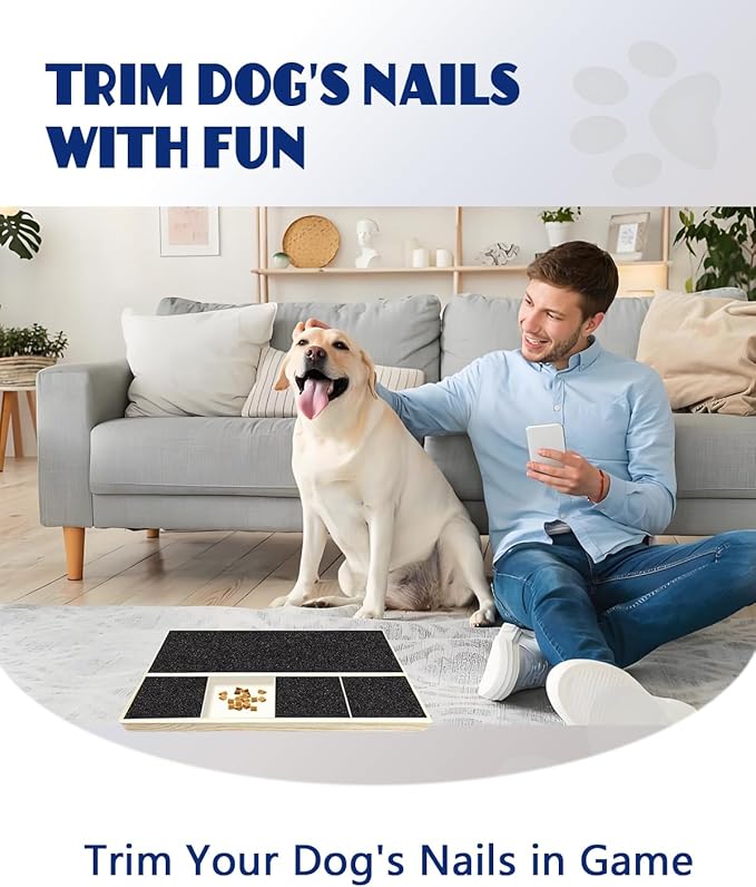 Dog Nail Scratch Pad with Treat Box & Pet Nail Clipper, Interactive Training Tool for Filing Dog Nails, Best for Small Dogs & Puppies, Not A Chew Toy
