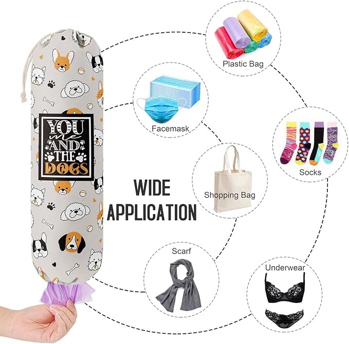 Funny You Me & The Dogs, Grocery Bags Holder Organizer For Shopping Bags, Wall Mount Plastic Bags Storage Container Dispensers, Gift For The Preferred Family And Friends