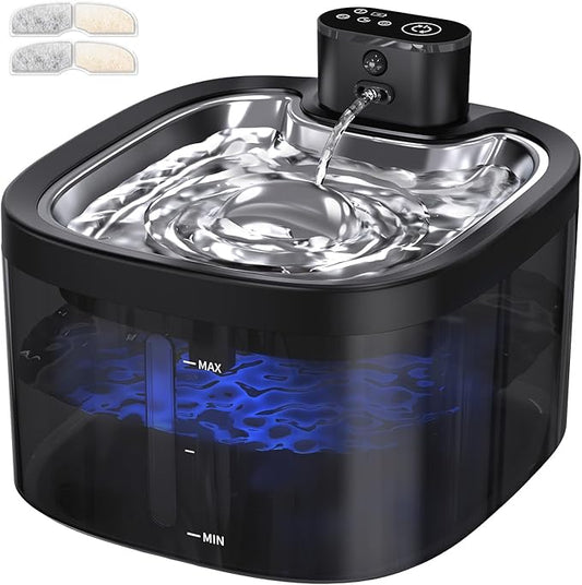 Cat Water Fountain Cordless: Battery Operated 118oz/3.5L Pet Water Fountain for Cats Indoor with Motion Sensor, Cat Drinking Fountains with Stainless Steel Tray, Ultra Quiet, Easy-to-Clean