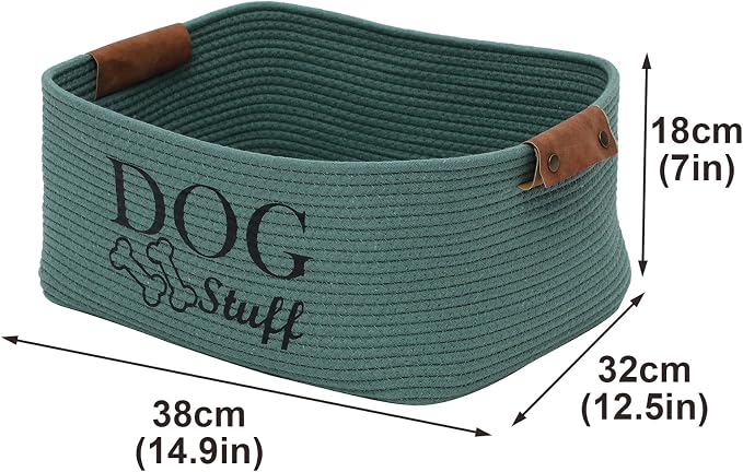 Square Dog toy basket storage Cotton Rope Storage Basket Pet/Pet Toy And Accessory Storage Bin Doy Toy Box-Green