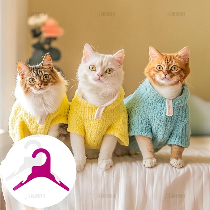 AUEAR, 24 Pack Pet Clothes Hangers Small Plastic Apparel Hanger Racks Dog Cat Clothes Hangers for Dogs Puppys Cats (2 Colors)