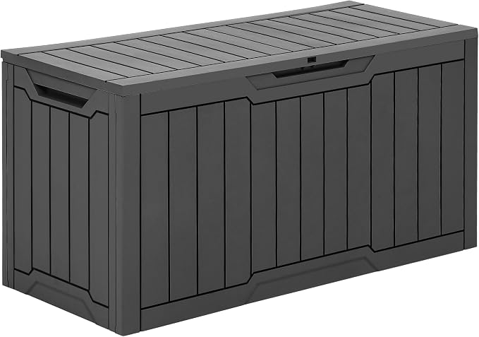 YITAHOME 80 Gallon Resin Deck Box | Weather Resistant Outdoor Storage Box, Lockable Indoor Outdoor Storage for Supplies and Essentials, Dark Gray