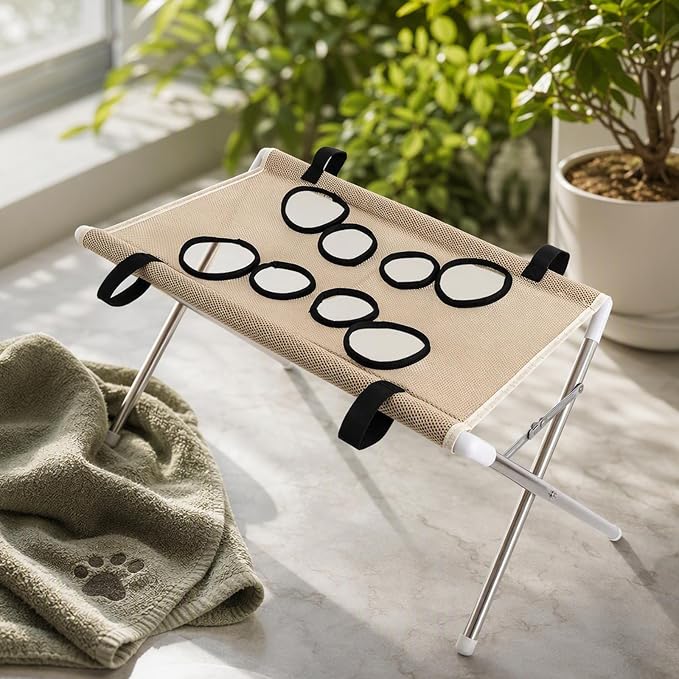 Foldable Dog Grooming Table, Pet Hammock with Stand for Small Dogs & Cats