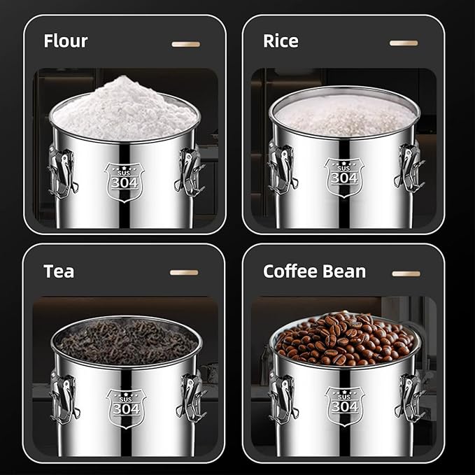 Stainless Steel Airtight Food Storage container with Lid for Pantry Kitchen | 8.72Gal/33L/1116oz food-grade 304 stainless steel container with airtight lid for flour rice grains pet food metal canister