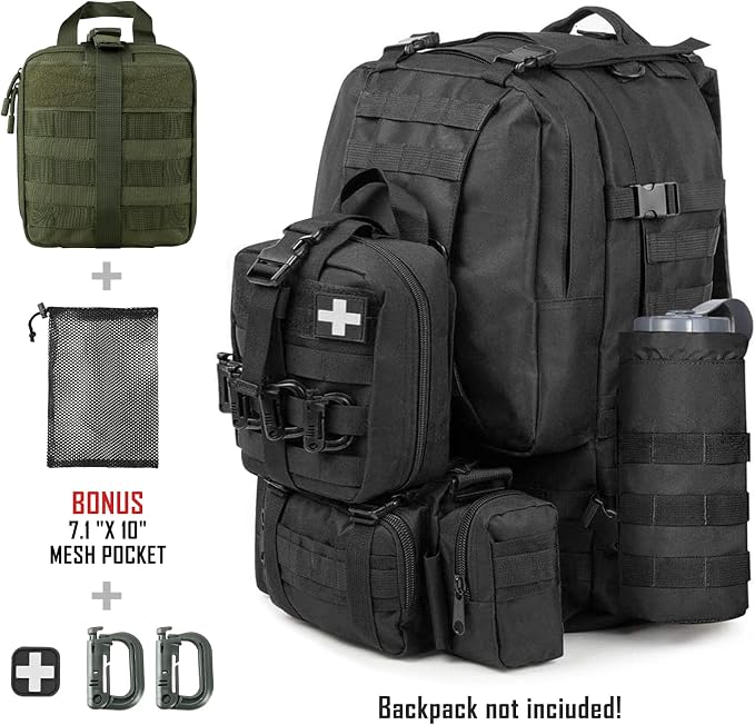 LIVANS 1000D First Aid Bag Empty, Medical Ifak Pouch for Emergency & EMT | Molle Compatible, Rip-Away & Quick-Release Design, Versatile for Tactical, Camping, Hiking and Travel