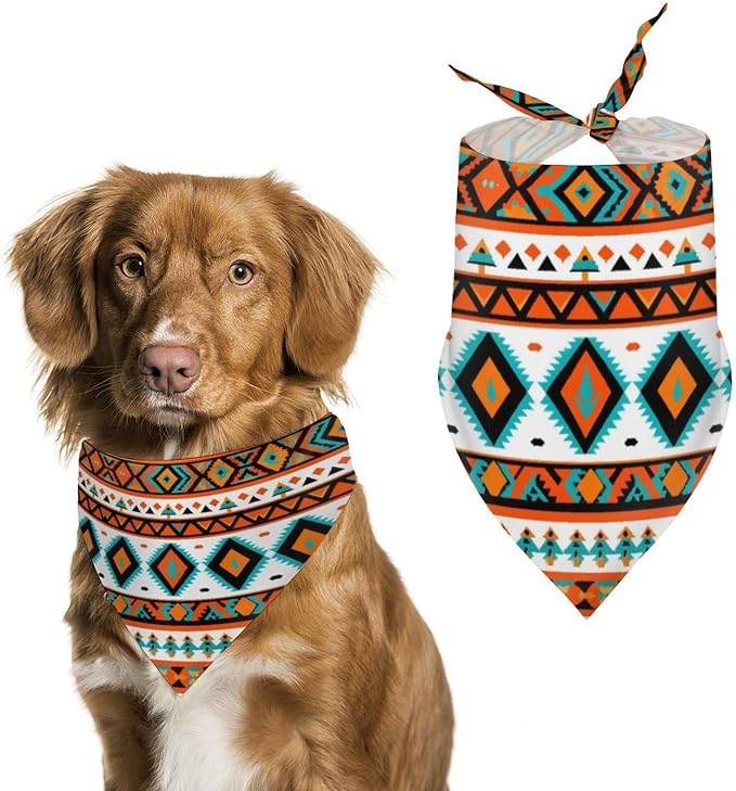 Lightweight Adjustable Pet Scarves Indiana Western Southwest Tribal Ethnic Aztec Geometric for Dogs and Cats Picnic, Camping, Beach Outings, Going Out, Casual Daily Use