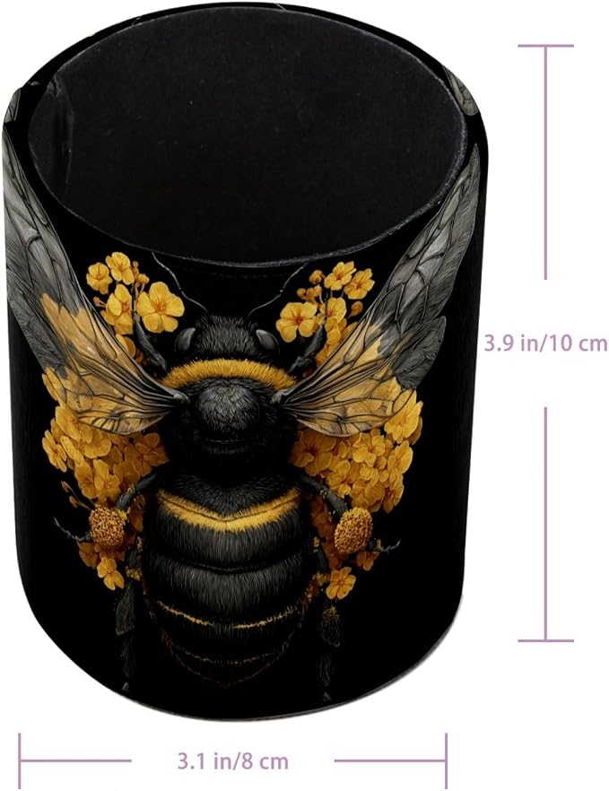 Bee Pen Holder, Pencil Cup Marker Brush Holder Desk Storage Case, Desktop Organizer for School Office Home Supplies