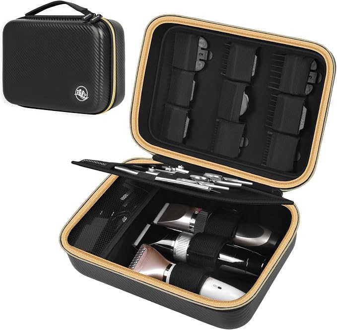 Boobowl Barber Accessories Bag for Clippers and Supplies, Hair Clipper Box | Portable Mens Clipper Storage Organizer for Hair Cutting, Guard Grooming Kit and Barbers Supplies (Bag Only) - Dark Black