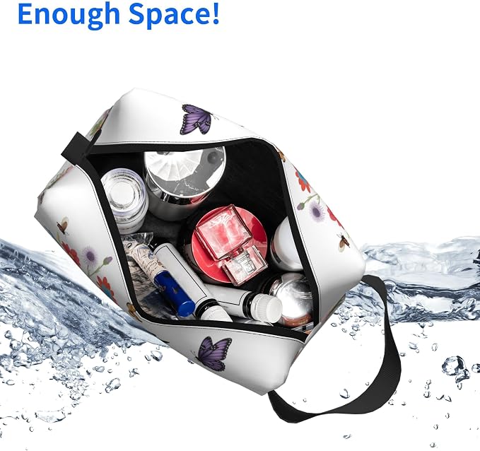 Floral Cat Silhouette Makeup Bag - Durable 600D Oxford Fabric Travel Cosmetic Bag, Shockproof Foam Padded Toiletry Organizer for Gym & Daily Use 10x6.2x4.9 Inch