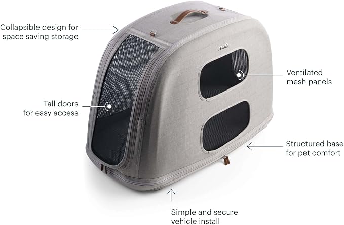 TAVO Pets Crispin Crash-Tested Dog & Cat Car Crate, Merle, Large
