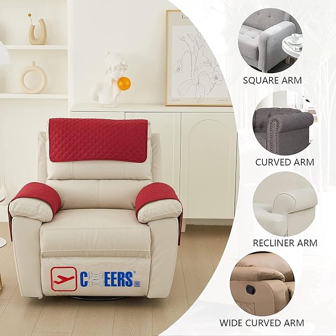 XMAYODS 3 Pcs Recliner Covers Sherpa Arm Covers for Recliner Chair with Storage Pockets Headrest Cover for Recliner Chair Armchair Slipcovers for Sofa Recliner Protector (Color : #9)