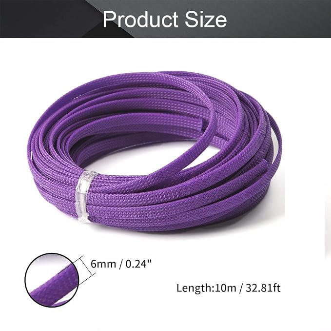 33ft PET Expandable Braided Cable Sleeve, 1/4" Cable Cord Management Sleeve | Wire Loom Tubing Cable Sleeve for TV, Computer, Home Theater, USB Cable, Power Cord Audio Video Cable