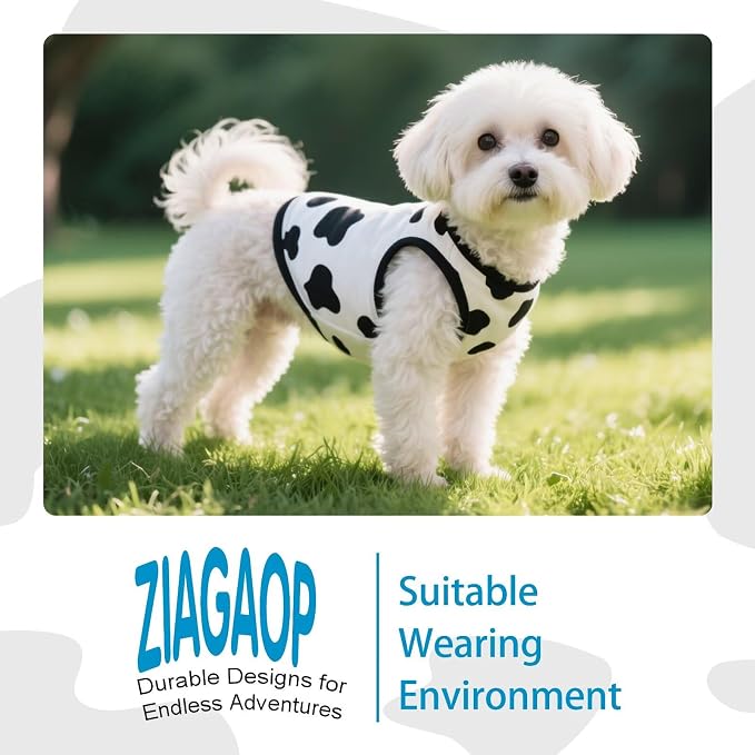 Adorable Cow Print Dog Shirts – Lightweight, Cozy Outfit for Small to Medium Dogs, Soft & Snuggly Pet Wear for Everyday Comfort and Cuteness.Back & XL