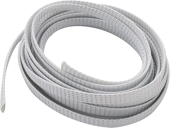 Jutagoss PET Expandable Braided Cable Sleeve, 16.4ft - 3/8 inch Silver White Cable Management Sleeve, Wire Loom Tube Cord Protector for USB Cable, Power Cord, Audio Video and More, 1Pc