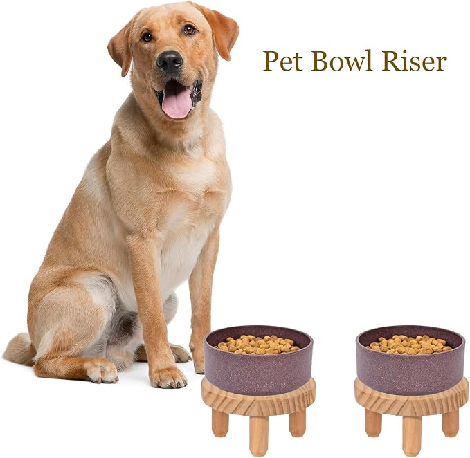 ARTORA Small Wooden Riser, Decorative Round Wood Desktop Plant Stand Mid Century Kitchen Counter Pedestal Stand for Centerpiece Pet Bowl Holder (Natural, 2 Pack)