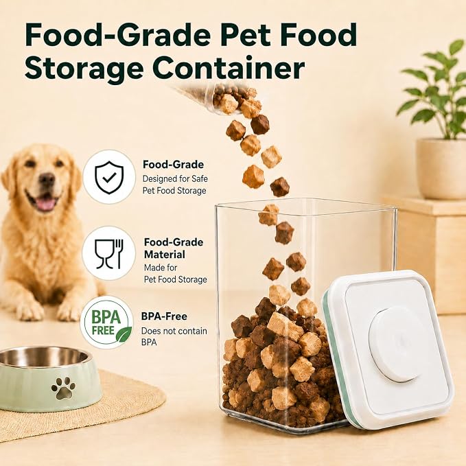 Pet Dog-Cat POP-Treat Airtight jar-Container - 1.3 Qt/1.2 L | Stackable One-Touch Opening | Airtight Dog and Cat Food Storage Container | BPA-Free