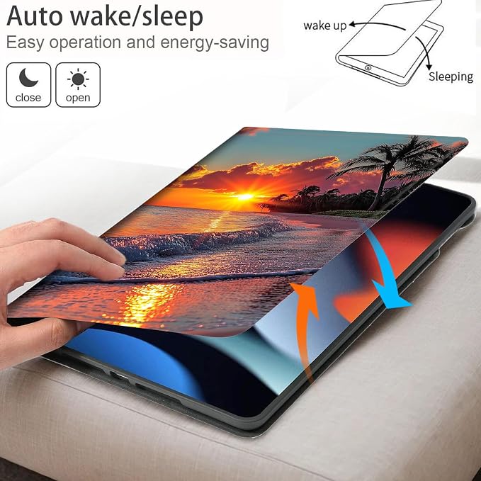 Bxgolkgd Tablet Case for Samsung Galaxy Tab A8 10.5 Inch 2022(SM-X200/X205/X207),Shockproof Stand Cover with Heat Dissipation,Auto Wake/Sleep Function,Palm Sunset Beach