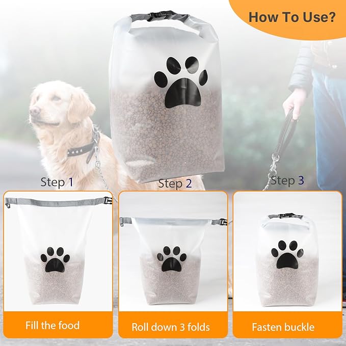 Roll Top Dog Food Travel Bag 42cup,Travel Dog Food Container,Reusable EVA Dog Food Bag,Waterproof Dog Kibble Container,Dog Camping Essential-Ideal for Dog Boarding,Weekend Getaways