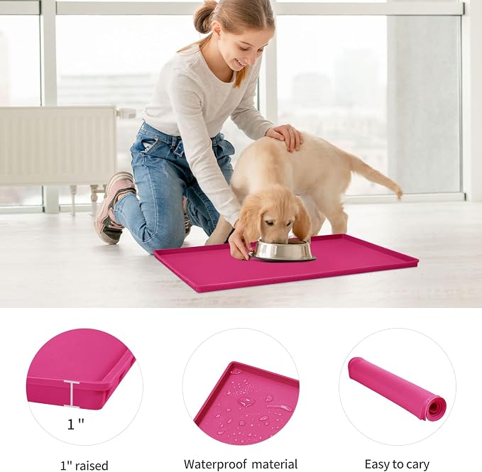 Silicone Dog Food Mat Waterproof Pet Feeding Tray for Large Dogs