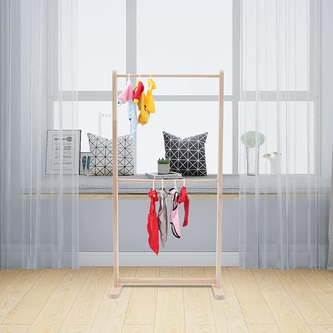 Pet Clothing Display Stand,2 Tier Wood Practical Pet Closet,Dog Garment Rack,Pet Closet Organizer for Small Dogs,Modern Pet Furniture for Pet Apparel & Accessories