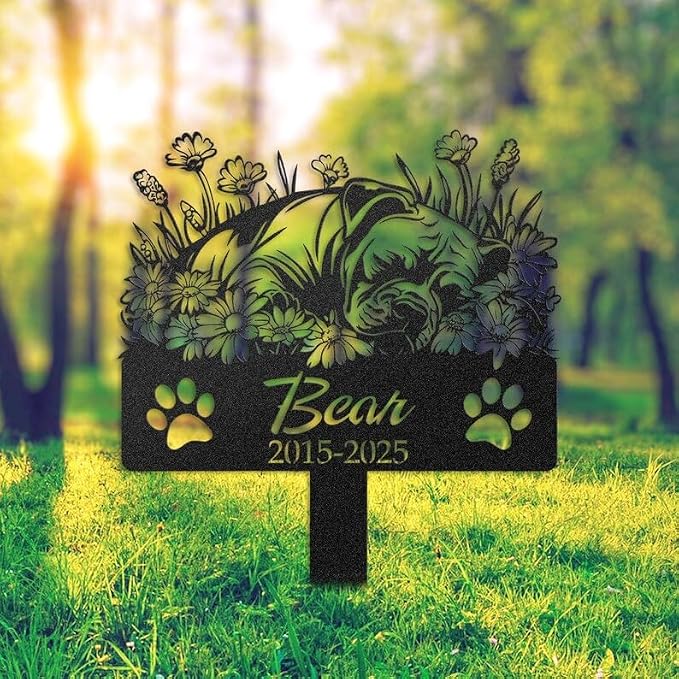 Custom Pitbull Memorial Garden Stake, Dog Loss Decor, Garden Tribute | Pet Memorial Gifts for Dogs, Grave Marker, Grave Decorations for Cemetery, Dog Dad Gifts, Back Yard, Garden Decor