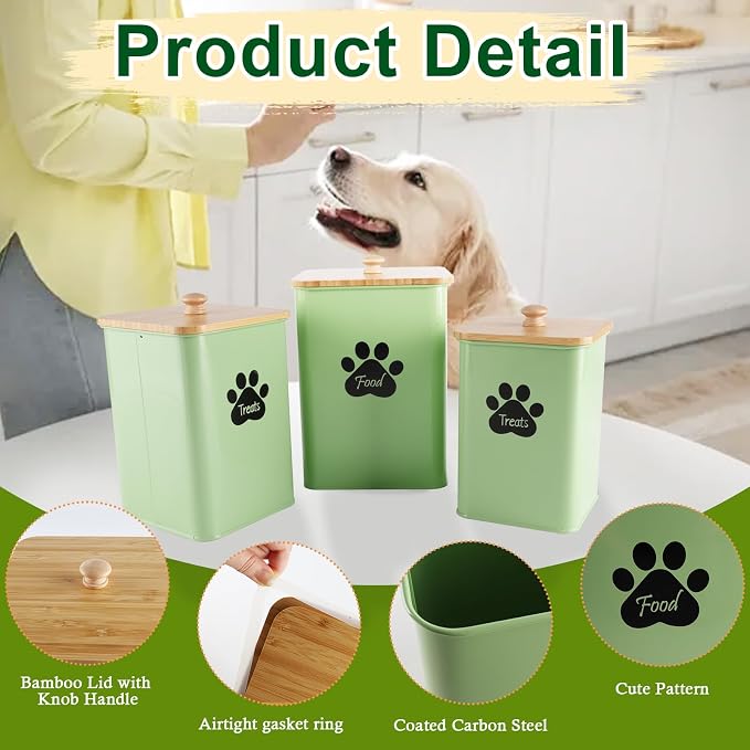 Dog Treat Container Airtight,Dog Treat Jar with Scoop,Dog Treat Organizer,Dog Treat Container For Countertop,Pet Treat Jar For Kitchen Counter with Airtight Bamboo Lids