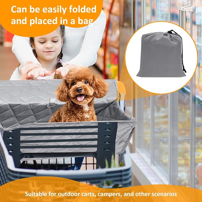 Pet Cart Cover, Portable Quilting Dog Grocery Cart Cover with Storage Bag Machine for Pet Dog