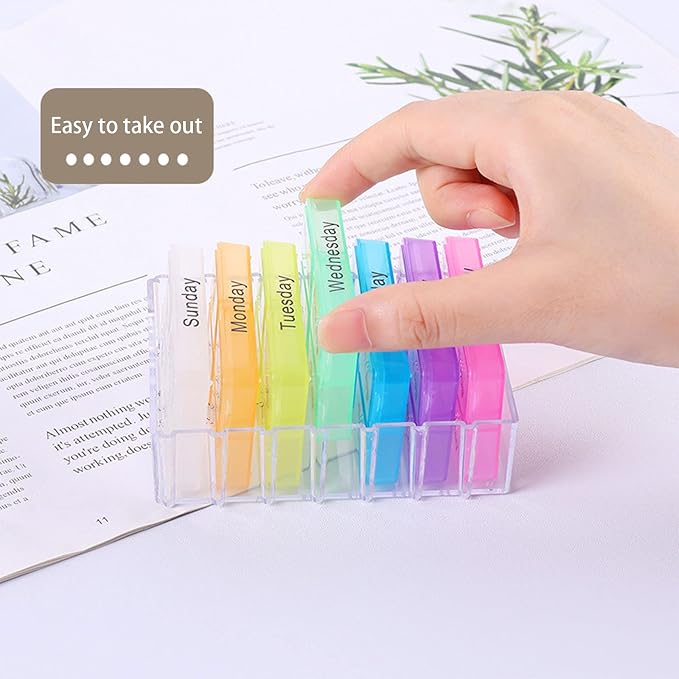 Pill Organizer 4 Times a Day Portable Travel Pill Box 7 Days with Moisture-Proof Design and Large Compartments Separable Large Pill Box to Hold Pills Vitamins Fish Oil Supplements