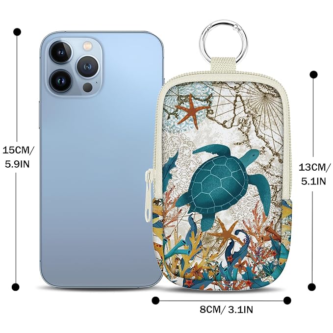 Hand Sanitizer Holder, Sea Turtle Spray Case Zippered Pouch | Keychain, Travel Size, Cute Fashion Accessory with Snap Hook, for Glow Mist and Power Mist 1FL OZ, Mini Small Pocket Clip on