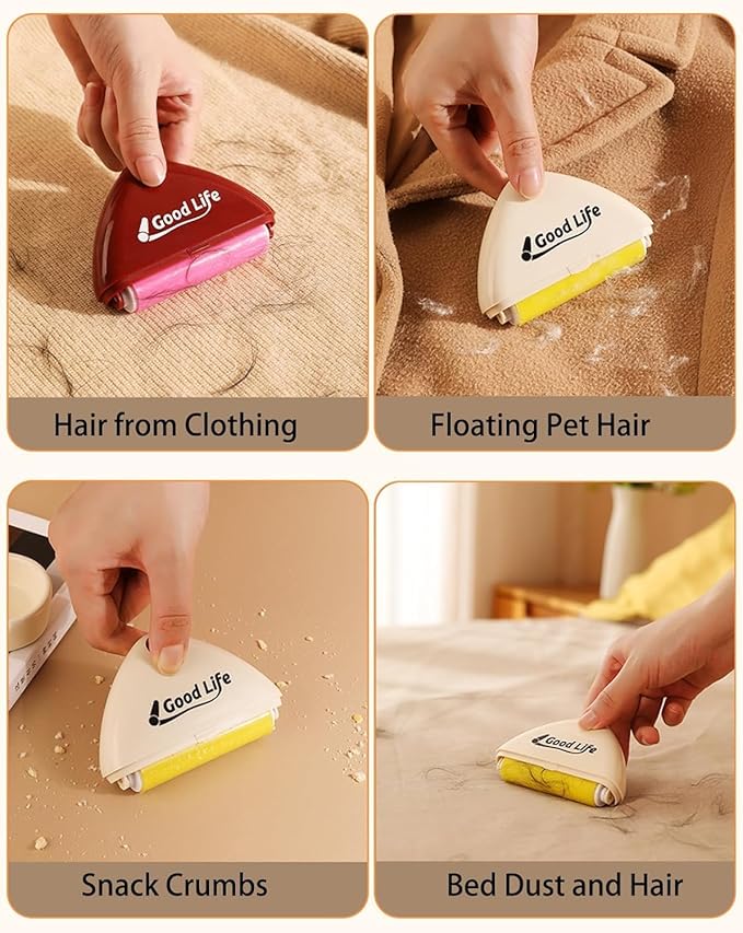 Good Life Lint Roller, Portable Washable Lint Roller, Washable Reusable Lints Rollers for Pet Hair Extra Sticky, Lints Remover for Clothes, Travel, Fur, Hair, Dust, Thread, Grime & Pet Hair (6pcs)