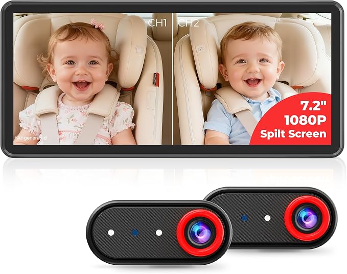 LUCKVIEW BM5PRO Dual Baby Car Camera, Blue 7.2" 1080P Monitor