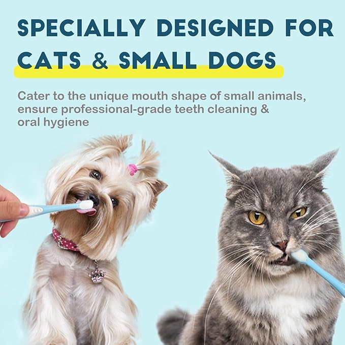 Small Dog Toothbrush, Cat & Puppy Tooth Brushing Kit, Ultra Soft & Mini Head Tooth Brush for Kitten & Tiny Pet, Doggy Toothbrushes Deep Dental Teeth Cleaning, Soft Bristles, 1 PCS - Pink