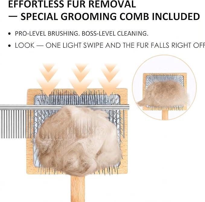 Slicker Brush for Dogs, Large Long Pin Dog Grooming Brush for Doodles Goldendoodles Poodles Labradoodle Bernedoodles, 3 Pcs Wooden Handle for Mats Tangles - Wood