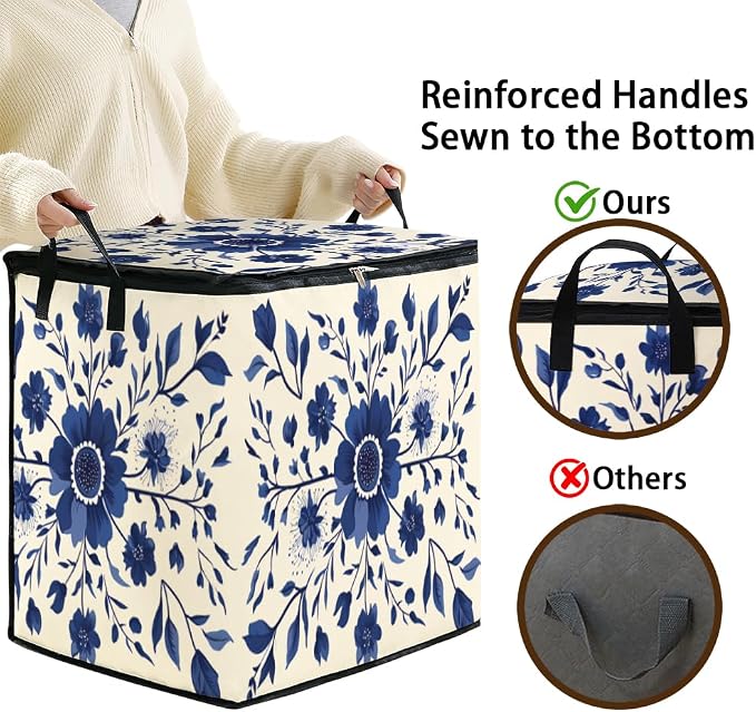 2pcs blanket storage bag for under bed,closet organizers 95L | clothing sweater sheet bedding comforter duvet quilt pillow toy storage bags with lids,dorm room essentials for containers