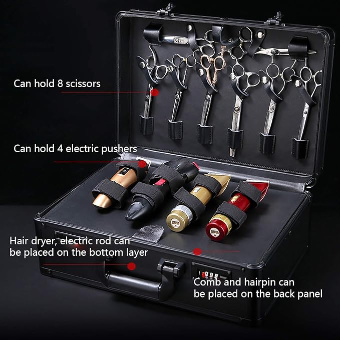 CNCEST Barber Carrying Case,Large Barber Beauty Salon Tool Kits Storage,Portable Travel Carry Case Hairdresser for Hair Stylist Pet Groomer (Black)