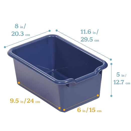 ECR4Kids Scoop Front Storage Bins, Multipurpose Organization, Navy, 10-Piece | Durable plastic, GREENGUARD Gold Certified, 1.2 gallon capacity, lightweight & nestable, built-in handle, classroom/home use