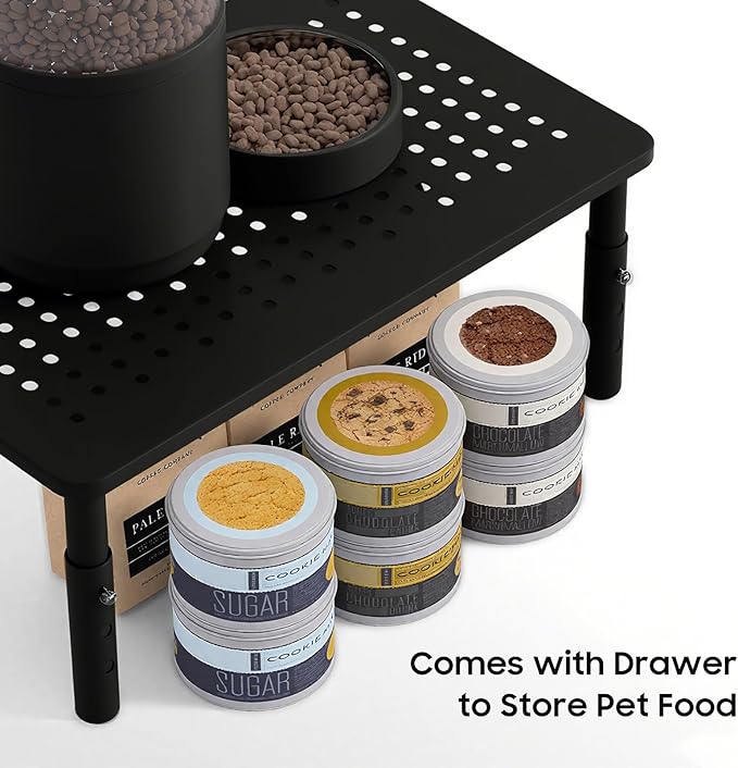 W‌SOWX Adjustable Automatic Cat Feeder Stand - Non-Slip Elevated Holder for Cats/Puppies, Fits Most Automatic Feeders & Water Dispensers, Black(Holder ONLY)