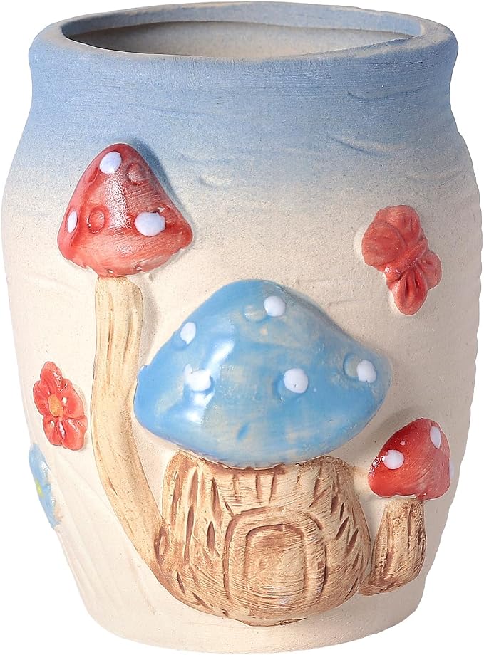 Ceramic Mushroom Shaped Pen Pencil Holder for Desk Decoration Accessories Mushroomb Decor Makeup Brush Pen Cups Office School Ideal Gifts for Women, Mom or Birthdays