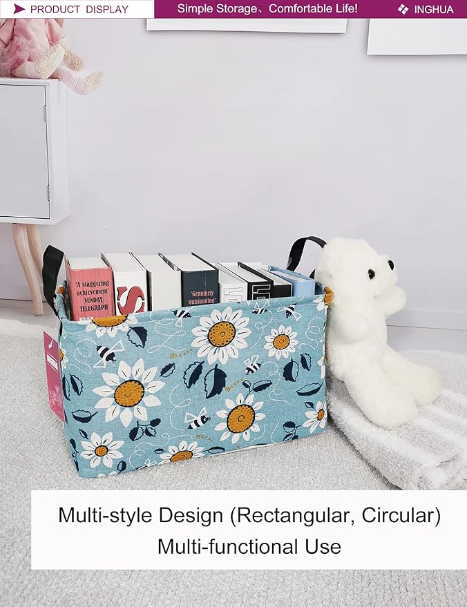 Rectangular Sunflower Storage Basket | Gifts Bag for Toys,Books,Clothes,Gifts,Pets-Perfect for Home,Office,Nursery,Dorm,Shelf