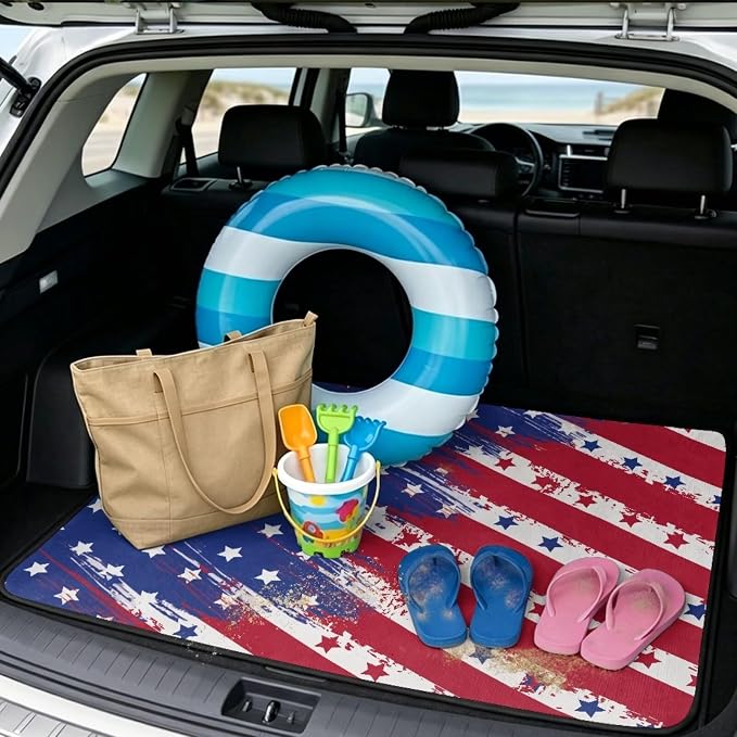 Howilath USA Flag Car Cargo Liner 29"x39" Trunk Mats for Cars, Trunk Liners for Cars Rear Cargo Cover, Universal Fit Vehicle Interior Accessories