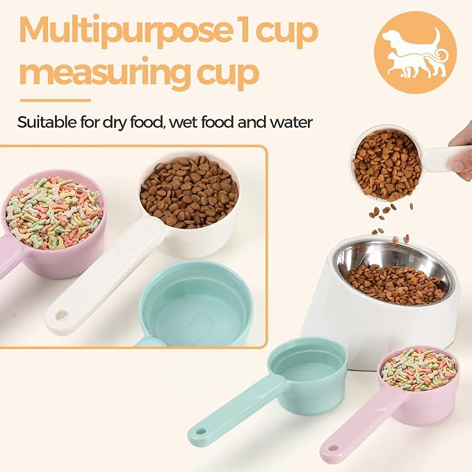 ComSaf Dog Food Scoop 1 Cup Size, Pet Food Measuring Cup for Dogs and Cats | Pet Food Scooper, One-Cup Portion Measure, Long Handle, Dry Kibble, For Feed Storage Bins, Dishwasher Safe