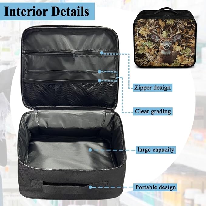 Rnyleeg Reindeer Hunting First Aid Bag Empty Portable First Aid Kit for Home Compact Trauma Medical Kits Medium Medication Storage Bag with Pockets