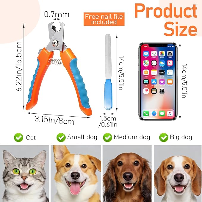 MAQUITA 6 Pcs Dog Nail Clippers and Trimmers with Nail File, Ultra-Sharp Stainless Steel Blades Pet Grooming Nails Clippers for Small Medium-Large Breeds Professional Grooming Tool