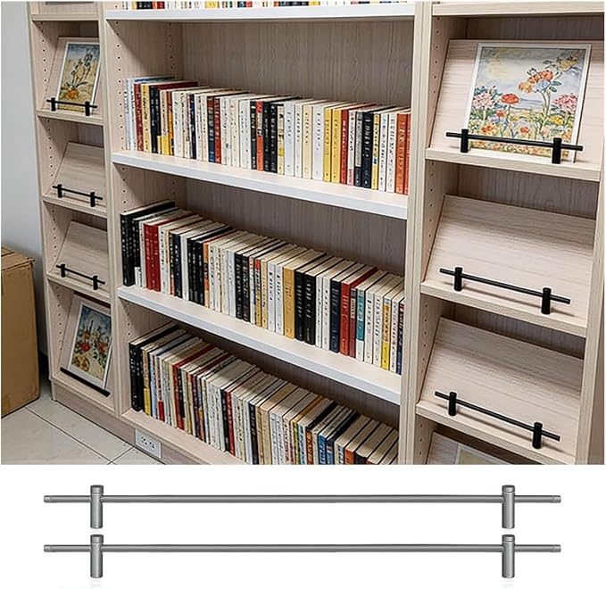 Boohelf Guard Rail Set - Easy Install Tipping Rail for Kitchen & Bathroom Cabinets, Decorative Round Rod Bar, Shelf Safety Fence, Secure Organizer Solution