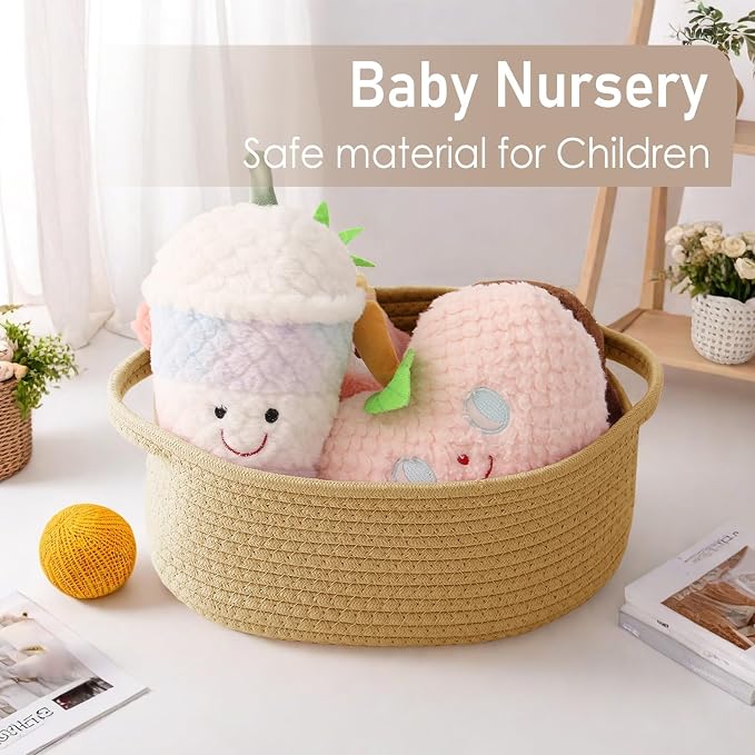 JMvicyroam Small Woven Basket, Empty Gift Basket, Jute/3 Pack | Small Gift Basket, Cotton Rope, 12 x 8 x 35 in, Handles, Includes Ribbon and Bag, Birthday Gift Basket