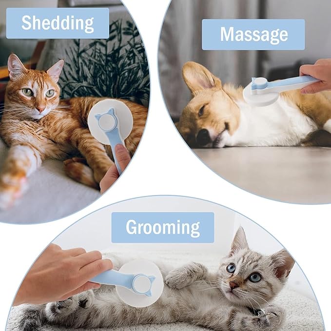Self-Cleaning Slicker Brush, Dog Cat Bunny Pet Grooming Shedding Brush, Easy to Remove Loose Undercoat, Pet Massaging Tool Suitable for Pets with Long or Short Hair (Blue)