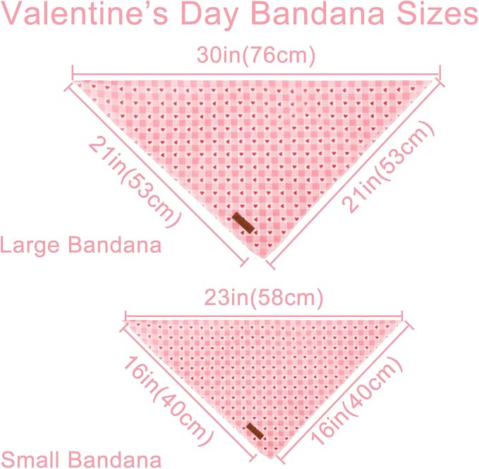 Valentine’s Dog Bandana, Valentine Triangle Bid Scarf for Girl Boy Small Medium Dogs or Cats, Adorable Puppy Wedding & Valentine’s Bandana, Cute Soft Cotton Pet Kerchief