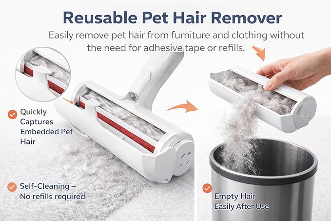 Pet Hair Removal Roller - Reusable Lint Remover for Dogs & Cats