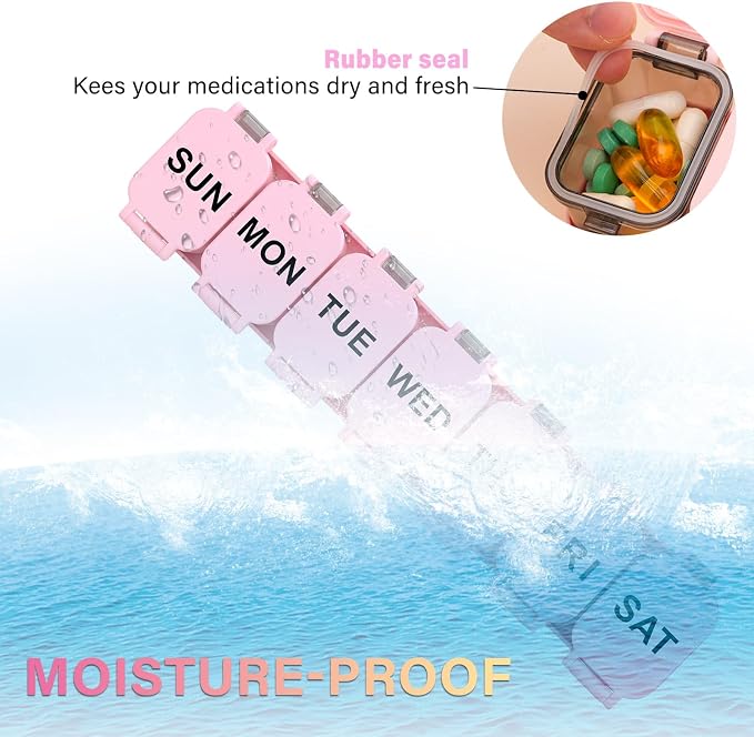 Extra Large Weekly Pill Organizer with 7 Detachable Compartments | XL Pill Organizer, Portable Medicine Pill Organizer for Supplements, Daily Pill Case for Home and Travel