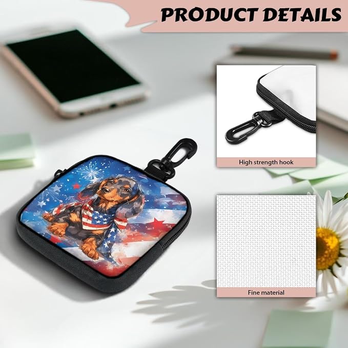 American Flag Dog Treat Pouch Dog Training Reward Pouch with Carabiner Small Dogs Treat Bag Pet Food Bags Zipper Closure to Avoid Spilling 4th of July 2026 Theme